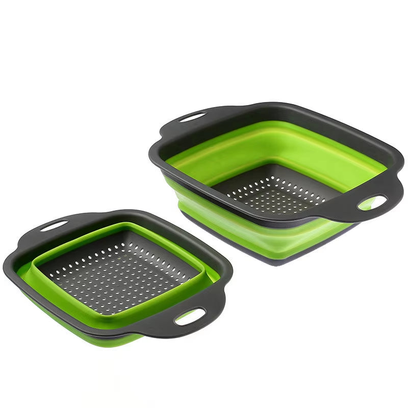 Square Collapsible Colander Silicone Kitchen Foldable Colander Food Vegetable Fruit Strainers Drainer JT39