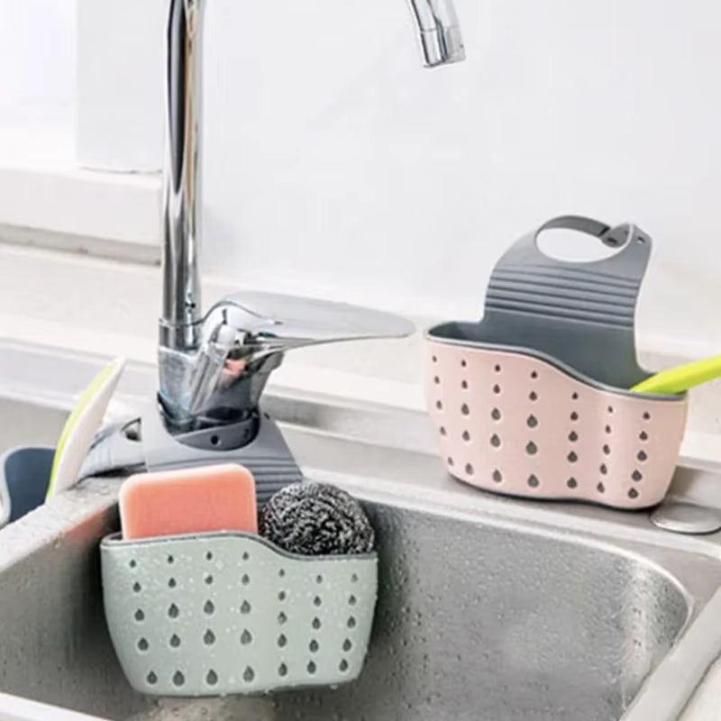 New 1Pcs Kitchen Accessories Utensils Organizer Adjustable Snap Sink Soap Sponge Holder Kitchen Hanging Drain Basket Kitchen Gad