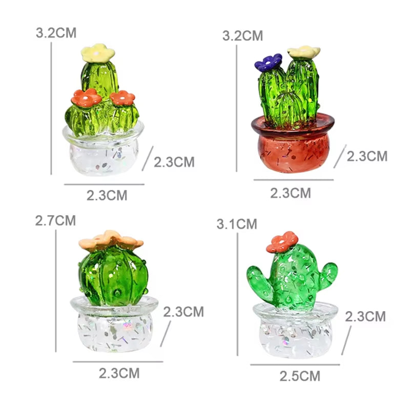 Cactus Figurines Desktop Craft Car Inner Ornaments Adornment Creative Cute Miniature Plant for Automotive Interior Decor