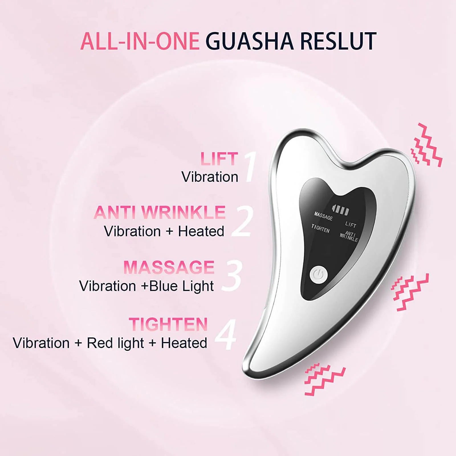 Electric Gua Sha Facial Tools Face Sculpting Tool Lift Tighten Skin Heated Vibration Red Light Massager Anti-Aging Puffiness Double Chin Tension Relief