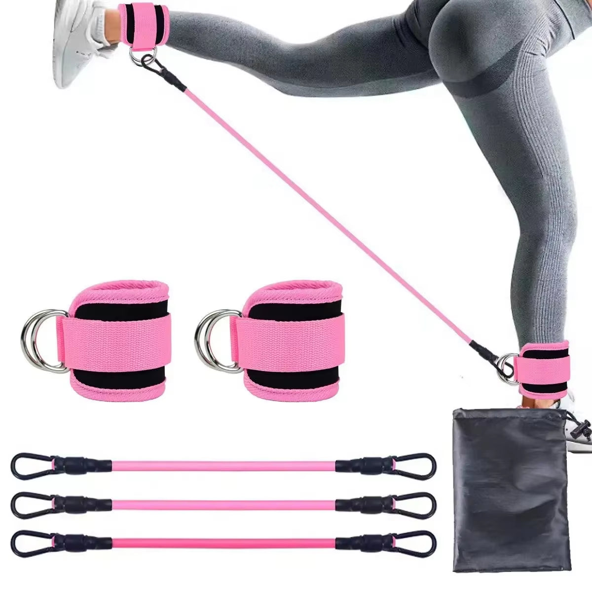 1Set Padded Ankle Straps Ankle Straps for Cable Machines Double D-Ring Fitness Ankle Cuffs for Gym Workouts Rebate Leg Extension