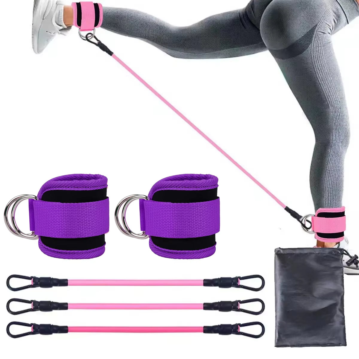 1Set Padded Ankle Straps Ankle Straps for Cable Machines Double D-Ring Fitness Ankle Cuffs for Gym Workouts Rebate Leg Extension