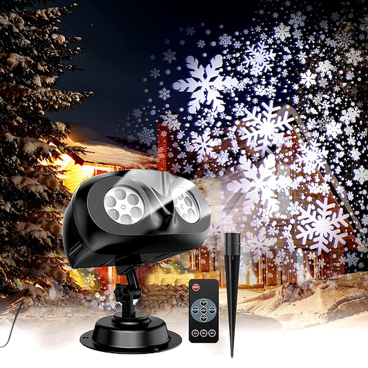 2024 Upgraded Snowflake Christmas Light Projector Outdoor Dual Head Christmas Snowfall Projection Spotlight for Garden Decor