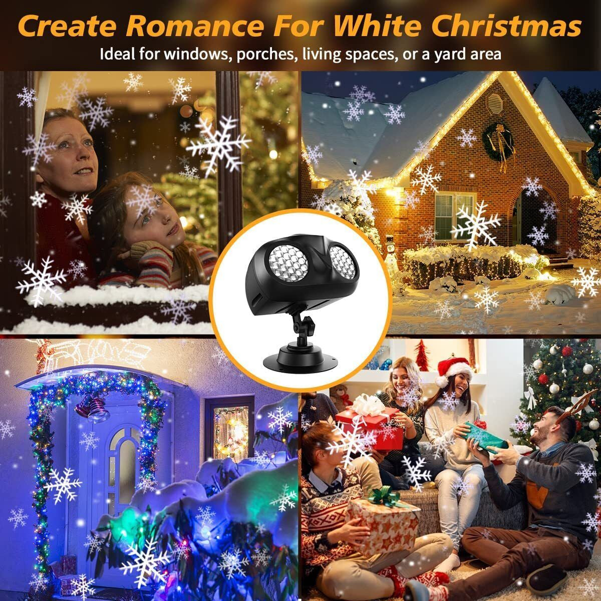 Brighter LED Dynamic Snowflake Christmas Light Projector Snowfall Landscape Lamp