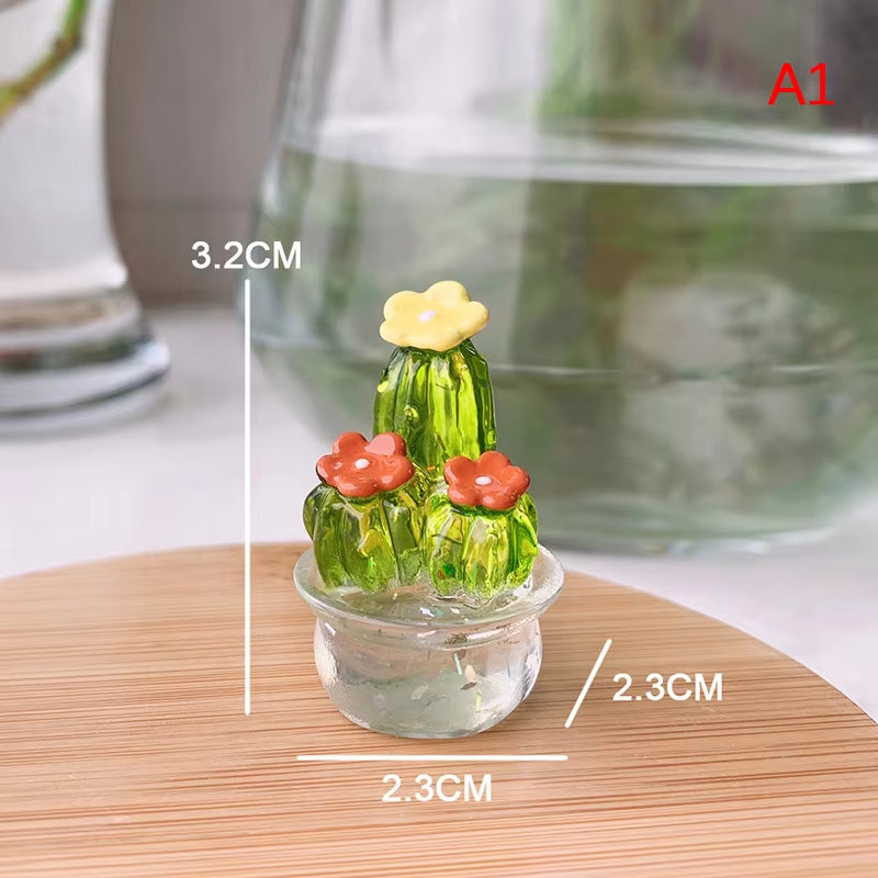 Cactus Figurines Desktop Craft Car Inner Ornaments Adornment Creative Cute Miniature Plant for Automotive Interior Decor