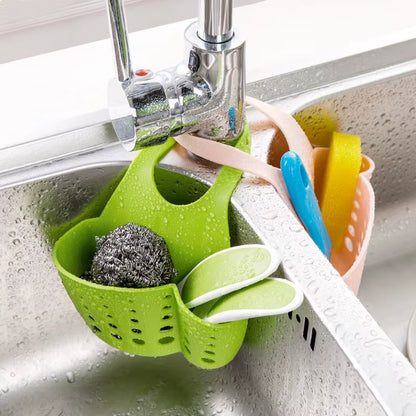 Home Storage Drain Basket Kitchen Sink Holder Adjustable Soap Sponge Shlf Hanging Drain Basket Bag Kitchen Accessories