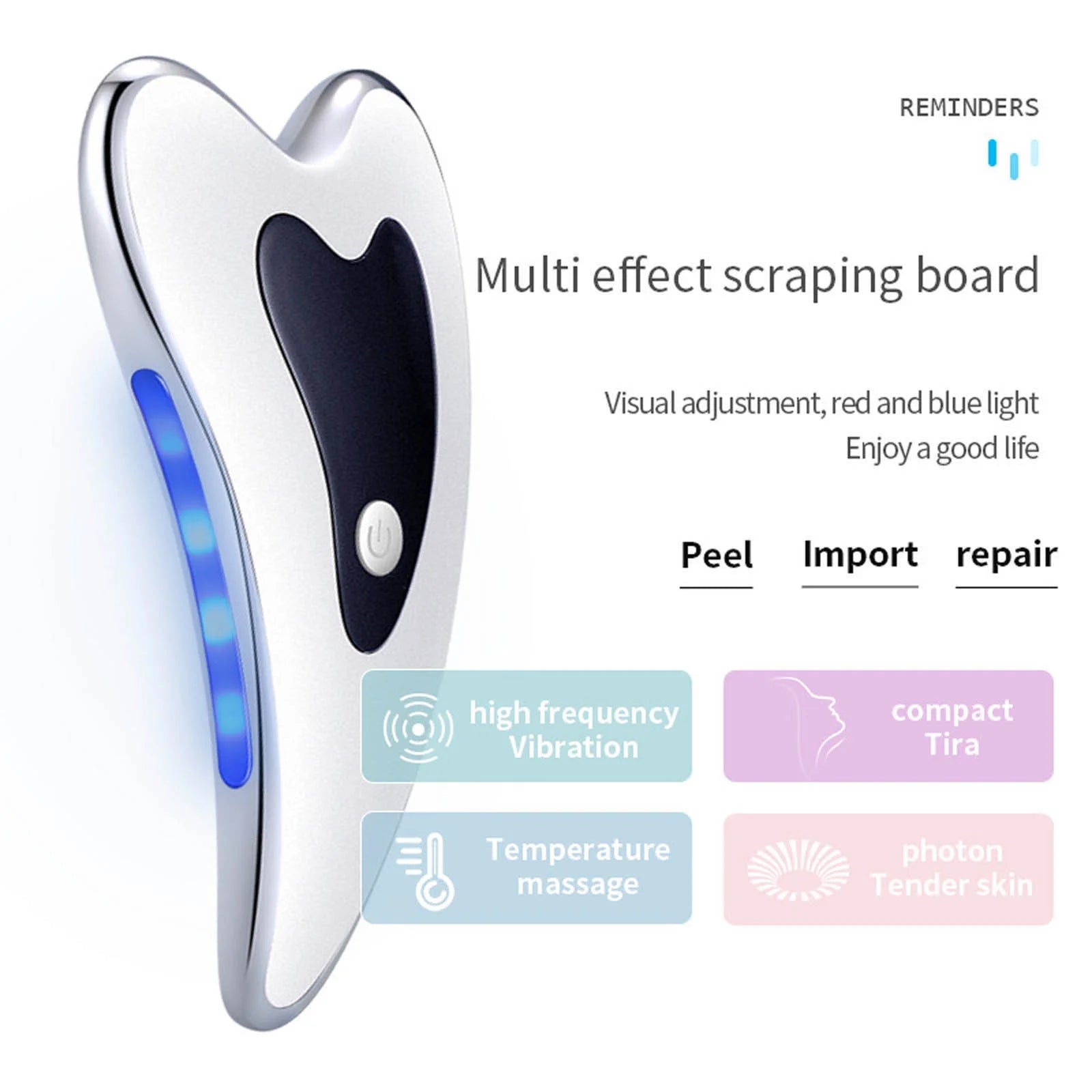 Electric Gua Sha Facial Tools Face Sculpting Tool Lift Tighten Skin Heated Vibration Red Light Massager Anti-Aging Puffiness Double Chin Tension Relief