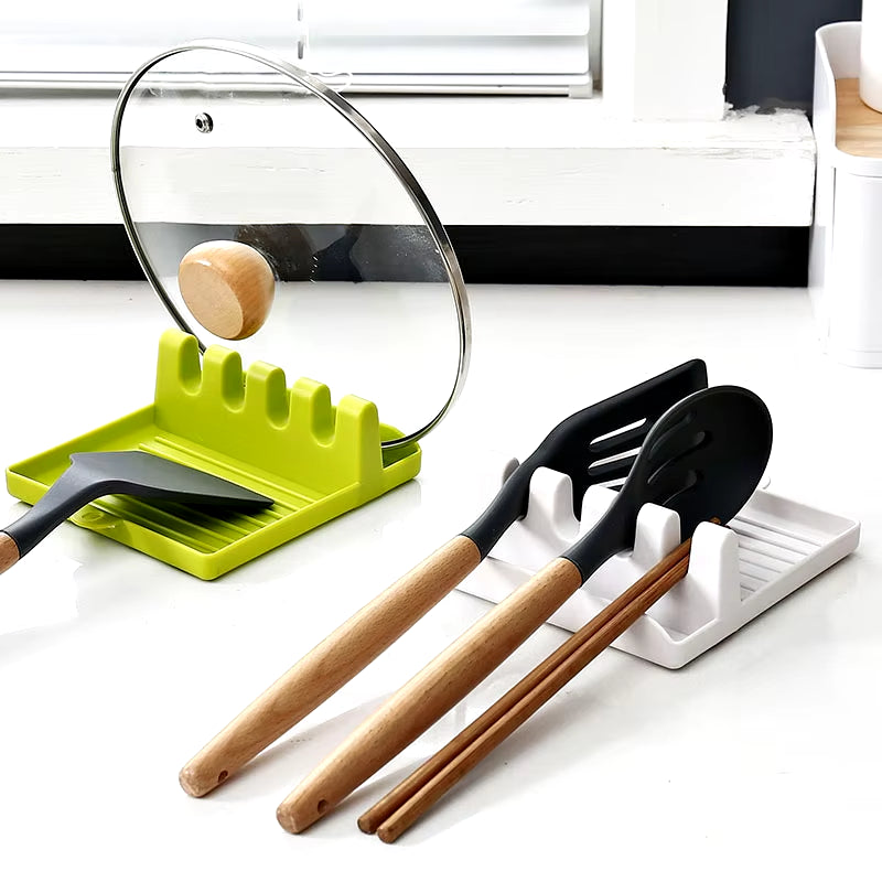 Kitchen Spoon Holders Fork Spatula Rack Shelf Organizer Plastic Spoon Rest Chopsticks Holder Non-Slip Spoons Pad Kitchen Utensil