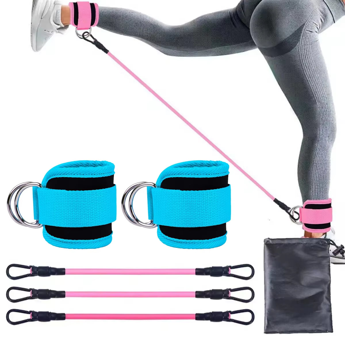 1Set Padded Ankle Straps Ankle Straps for Cable Machines Double D-Ring Fitness Ankle Cuffs for Gym Workouts Rebate Leg Extension