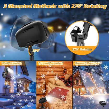 Brighter LED Dynamic Snowflake Christmas Light Projector Snowfall Landscape Lamp