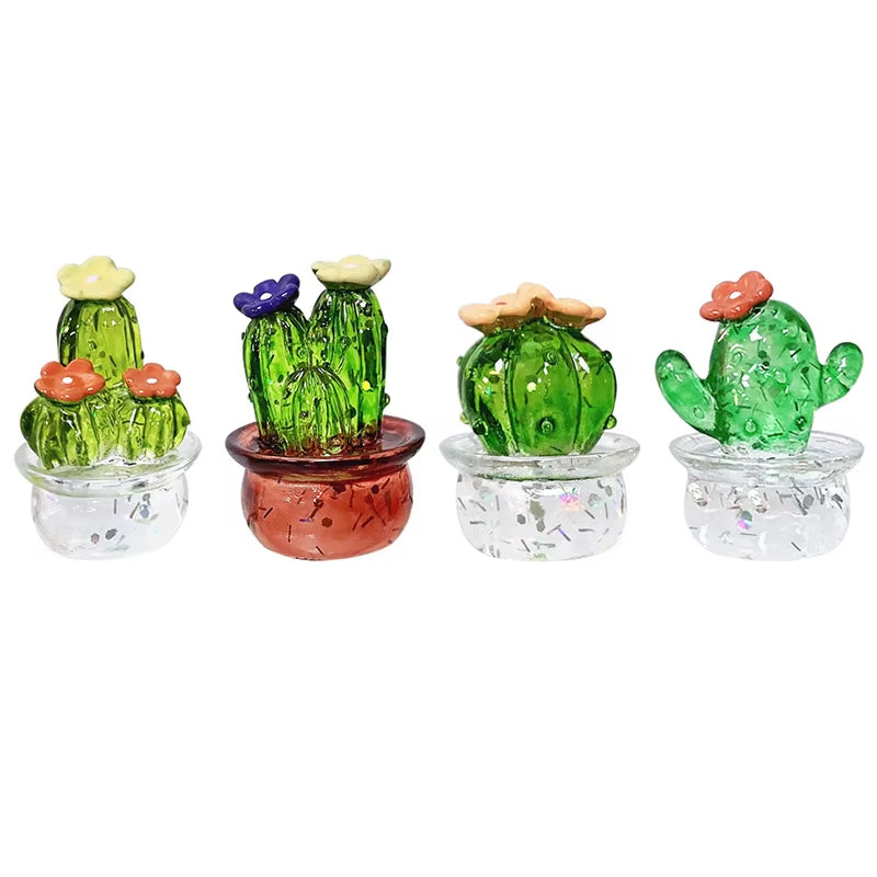 Cactus Figurines Desktop Craft Car Inner Ornaments Adornment Creative Cute Miniature Plant for Automotive Interior Decor