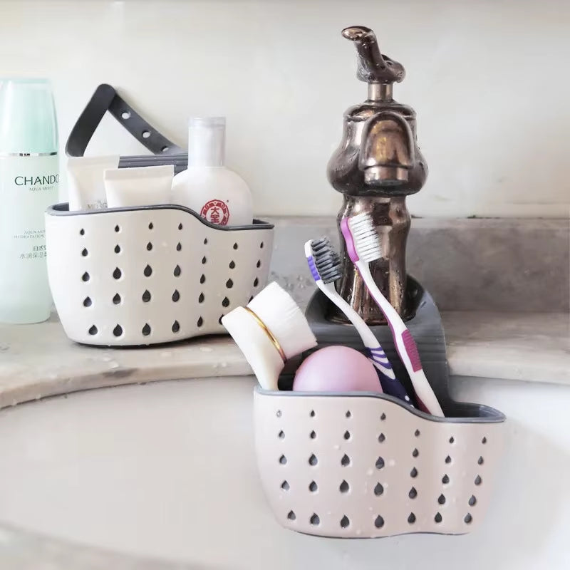 New 1Pcs Kitchen Accessories Utensils Organizer Adjustable Snap Sink Soap Sponge Holder Kitchen Hanging Drain Basket Kitchen Gad