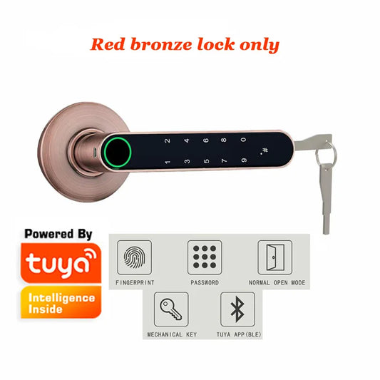 Digital Lock Tuya Smart Phone APP Bluetooth Lock Smart Door Lock Dynamic Code Unlock Log Wooden Door Lock Handle