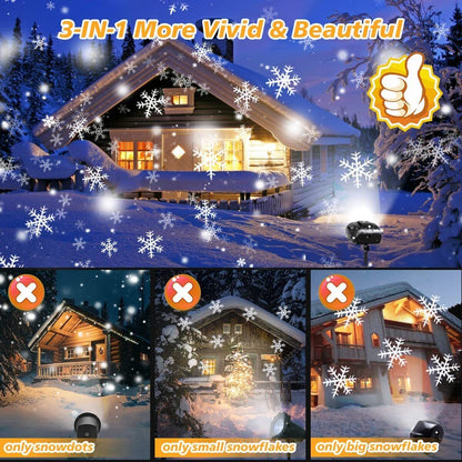 Brighter LED Dynamic Snowflake Christmas Light Projector Snowfall Landscape Lamp