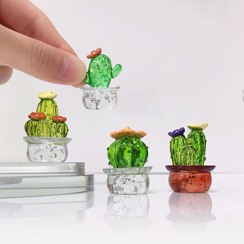 Cactus Figurines Desktop Craft Car Inner Ornaments Adornment Creative Cute Miniature Plant for Automotive Interior Decor