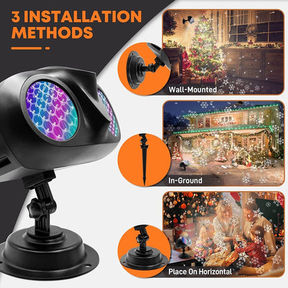 Brighter LED Dynamic Snowflake Christmas Light Projector Snowfall Landscape Lamp