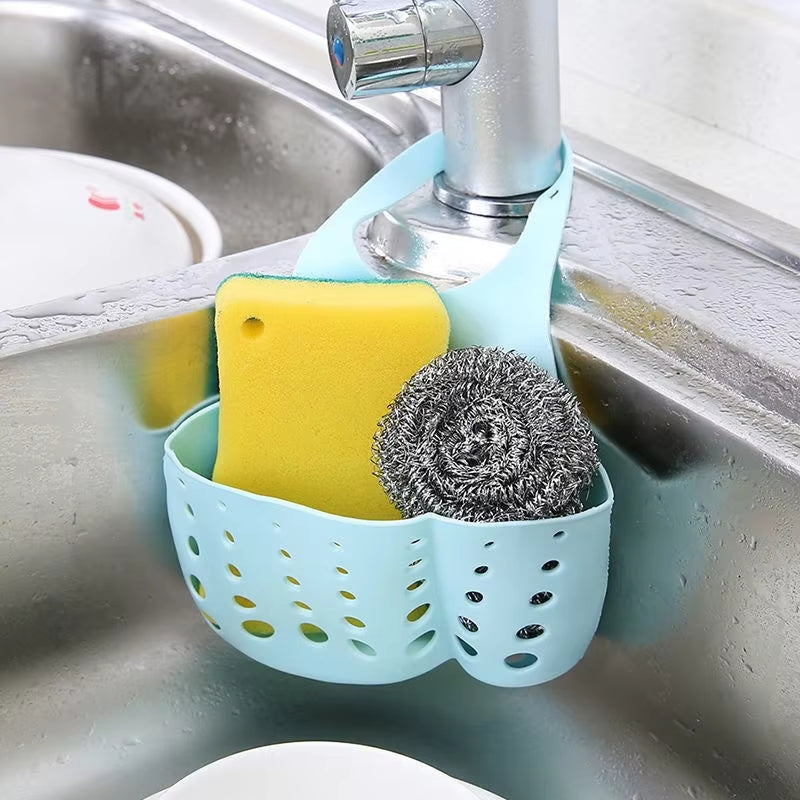 Home Storage Drain Basket Kitchen Sink Holder Adjustable Soap Sponge Shlf Hanging Drain Basket Bag Kitchen Accessories