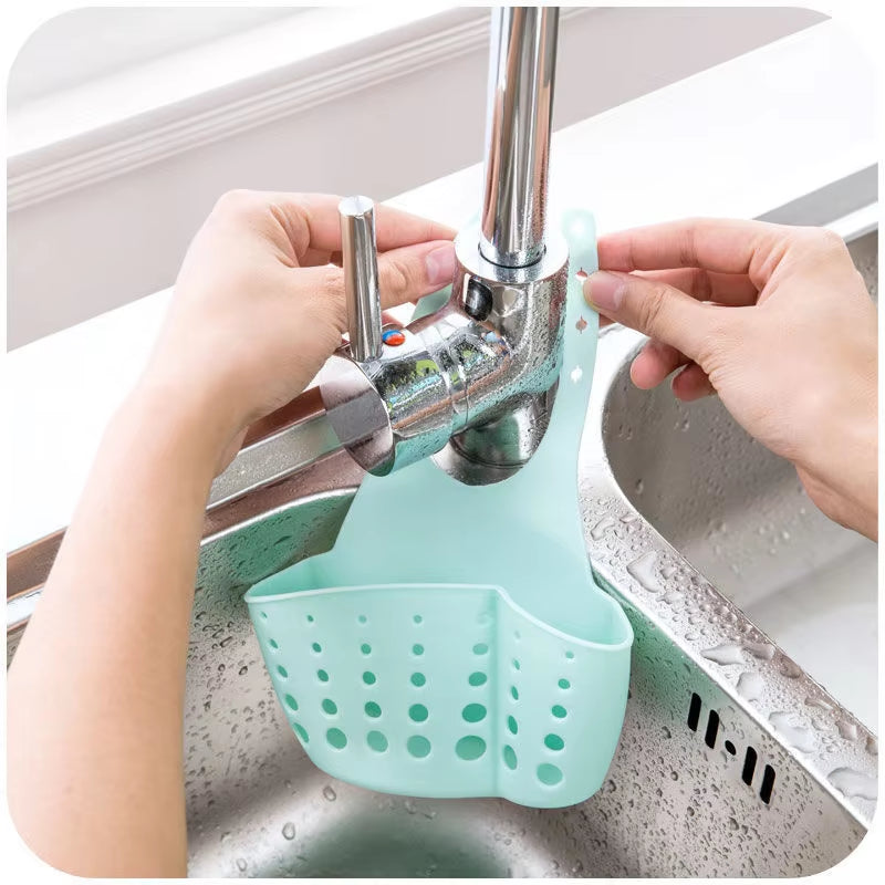 Home Storage Drain Basket Kitchen Sink Holder Adjustable Soap Sponge Shlf Hanging Drain Basket Bag Kitchen Accessories